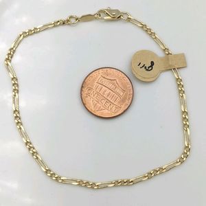 Vintage 14kt Gold Plated Figaro Chain Bracelet NEW